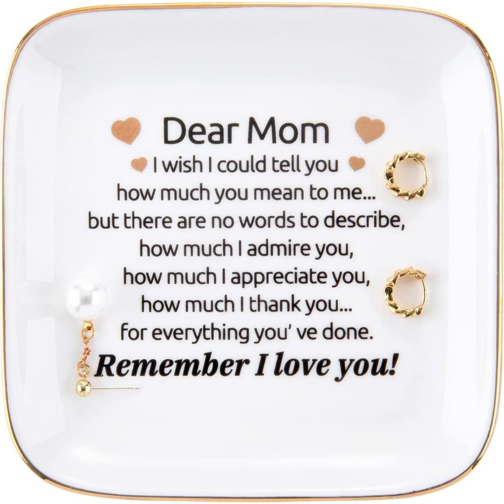 NIB Kaidouma Jewelry Ceramic Dish Tray Plate - Remember I Love You Mom